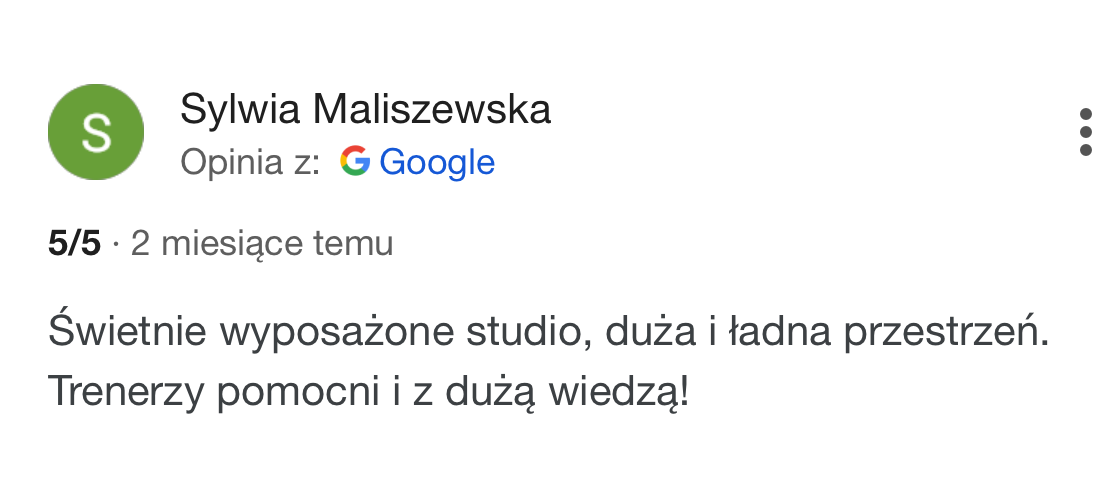 Review by Sylwia Maliszewska — Hiperbola Fitness client
